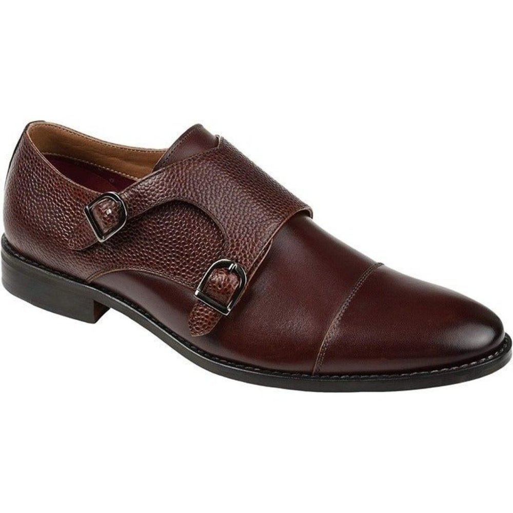 Thomas & Vine Calvin Double Monk Strap Brown Dress Shoe Size 8M - NWOB